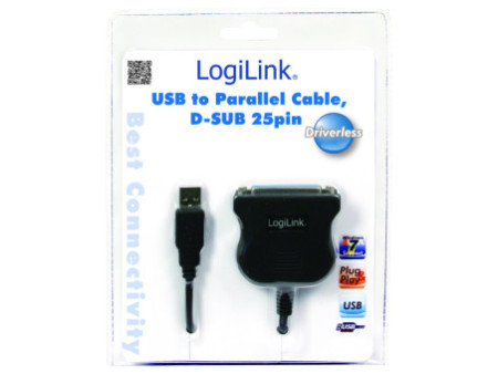 LogiLink Câble d'imprimante USB 1.1, Sub-D 25 broches, 1,8 m
