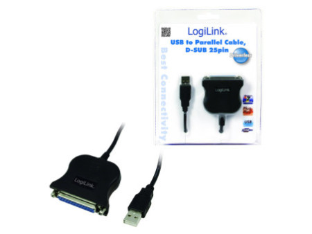 LogiLink Câble d'imprimante USB 1.1, Sub-D 25 broches, 1,8 m