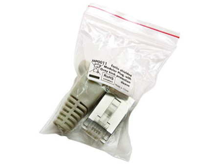 LogiLink Connecteur mâle RJ45, Cat.5e, gris, avec manchon de
