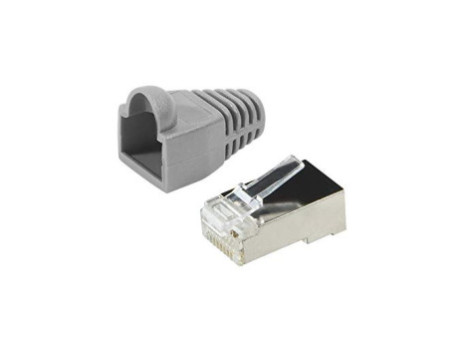 LogiLink Connecteur mâle RJ45, Cat.5e, gris, avec manchon de