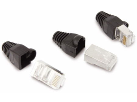 LogiLink Connecteur mâle RJ45, Cat.5e, noir, avec manchon de
