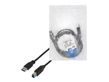 LogiLink Câble USB 3.0, USB-A - USB-B mâle, 2 m, noir