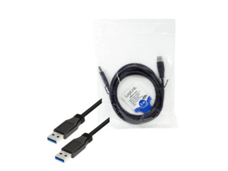 LogiLink Câble USB 3.0, USB-A - USB-A mâle, 3 m, noir