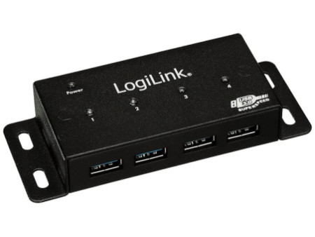 LogiLink Hub USB 3.0 pour un montage mural, 4 ports, boîtier