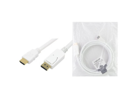 LogiLink Câble HDMI - DisplayPort, 2,0 m, blanc