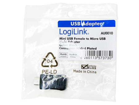 LogiLink Adaptateur USB 2.0, micro USB mâle - mini USB