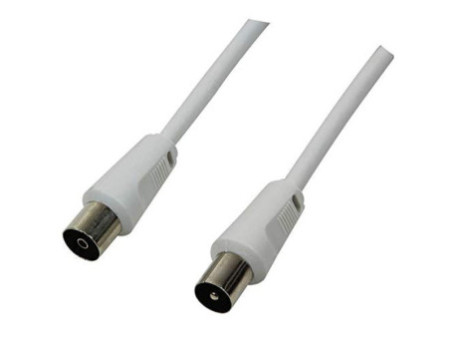 LogiLink Câble d'antenne, mâle - femelle, blanc, 2,5 m