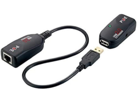 LogiLink Kit extenseur USB 2.0, adapté pour PoE, noir