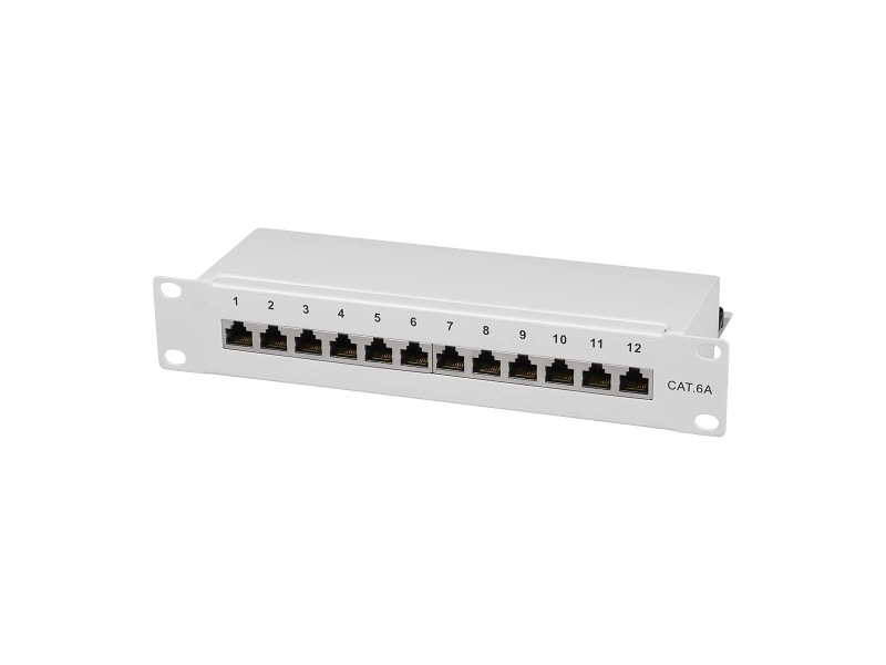 LogiLink Panneau de brassage 10' cat. 6A, 12 ports, gris