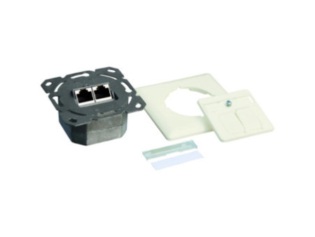 LogiLink Prise RJ45 double Cat.6, 2 x port RJ45, blanc pur