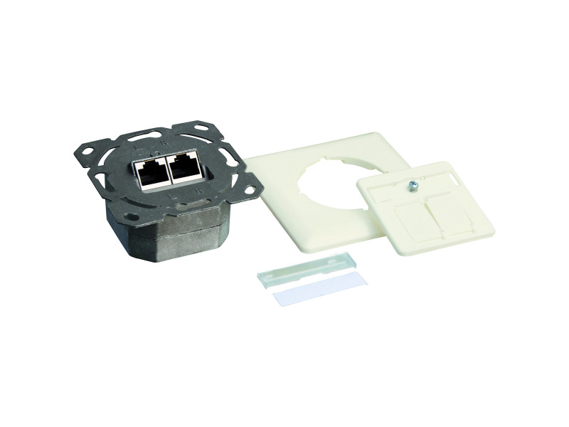 LogiLink Prise RJ45 double Cat.6, 2 x port RJ45, blanc pur