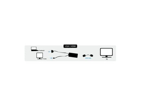 LogiLink Convertisseur VGA vers HDMI, 0,2 m, noir