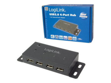 LogiLink Hub USB 2.0, 4 ports, pour un montage mural