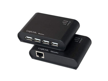 LogiLink Kit Extender USB 2.0, avec hub USB 4 ports