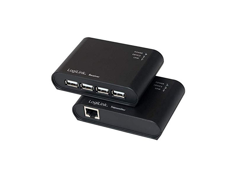 LogiLink Kit Extender USB 2.0, avec hub USB 4 ports
