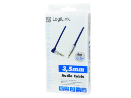LogiLink Câble audio, 2 x jack mâle 3,5 mm, 0,5 m, coudé