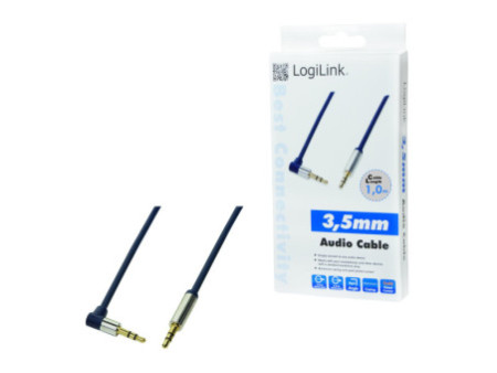 LogiLink Câble audio, 2 x jack mâle 3,5 mm, 1 m, coudé