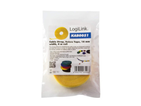 LogiLink Ruban auto-agrippant, 16 mm x 4 m, jaune
