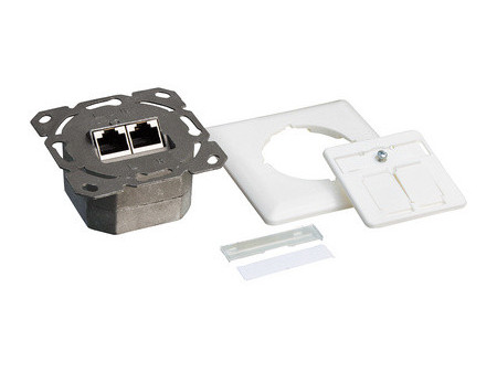 LogiLink Prise RJ45 Cat.6, 2x port RJ45, blanc pur (RAL9010)