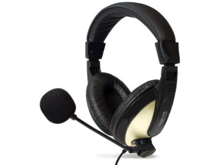LogiLink Casque audio High Quality, avec coussinet, noir/or
