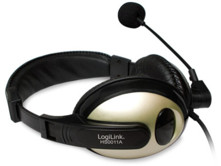 LogiLink Casque audio High Quality, avec coussinet, noir/or