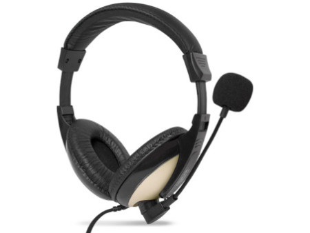 LogiLink Casque audio High Quality, avec coussinet, noir/or
