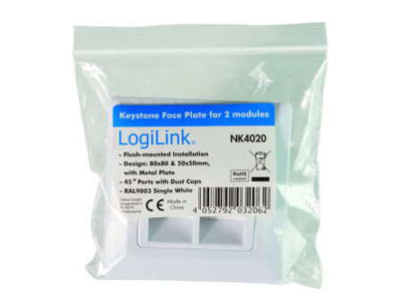 LogiLink Boîtier d'encastrement pour module keystone, double