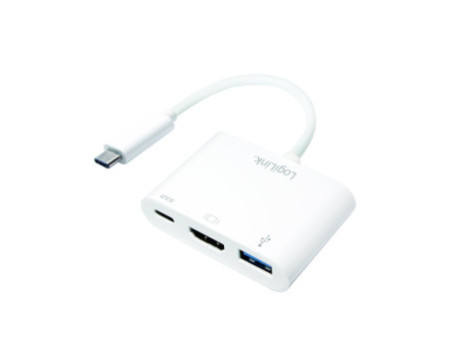 LogiLink Adaptateur multiport, USB-C - HDMI, blanc