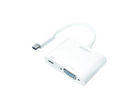 LogiLink Adaptateur de charge USB-C - VGA, blanc