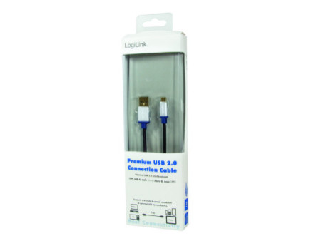 LogiLink Câble de connexion Premium USB 2.0, USB-A - micro