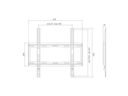 LogiLink Support mural pour TV, plat, pour 81,28 - 139,7 cm