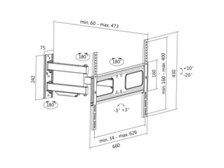 LogiLink Support mural pour TV Full Motion, pour 96,98 -