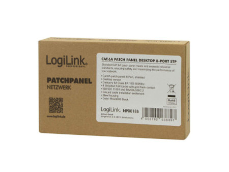 LogiLink panneau de brassage Patch Panel cat. 6A, 8-Ports,