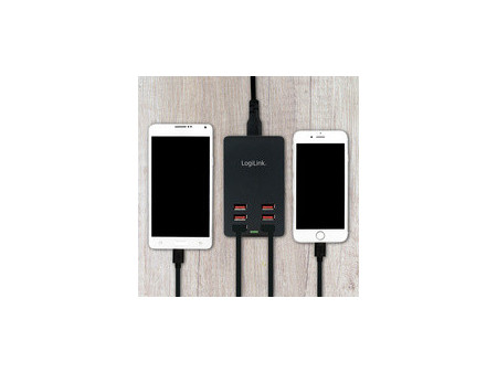 LogiLink Boîtier de chargement USB, 6 ports, 32 Watt, noir