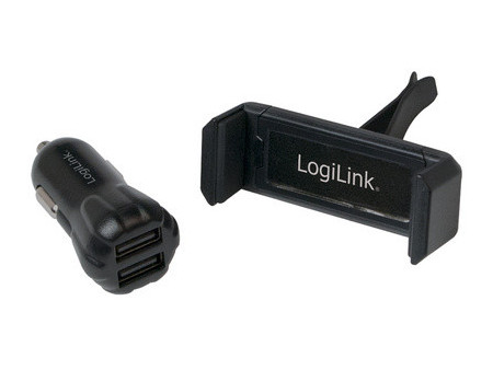 LogiLink Chargeur USB allume-cigare + support de smartphones