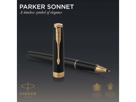 PARKER Stylo roller SONNET Laque Noire G.T.