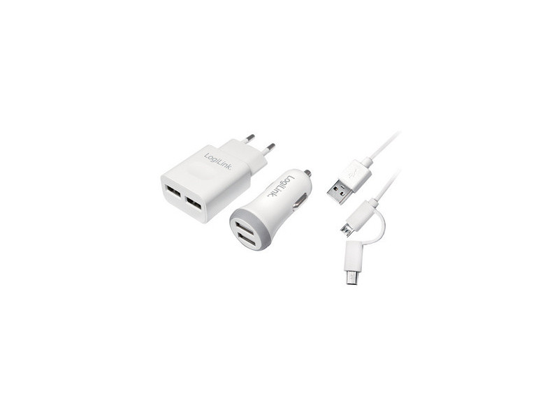 LogiLink Kit de chargeur USB, 2 pièces, chaucun 2x ports USB