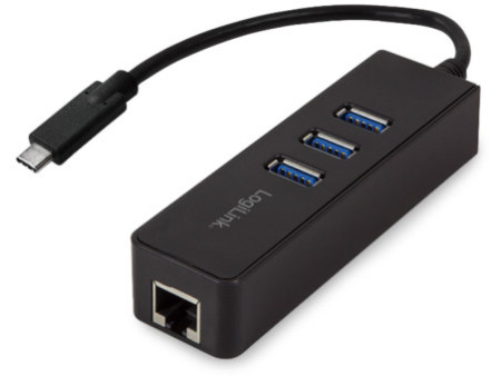 LogiLink Adaptateur USB 3.0 vers Gigabit, Hub USB 3 ports