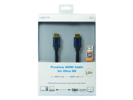 LogiLink Câble HDMI Premium pour Ultra HD, 1,8 m, noir