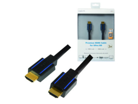 LogiLink Câble HDMI Premium pour Ultra HD, 3,0 m, noir