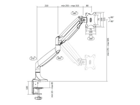 LogiLink Bras support pour écran, en aluminium