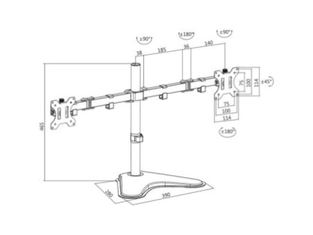 LogiLink Bras support pour écran TFT/LCD avec scole, 2 bras