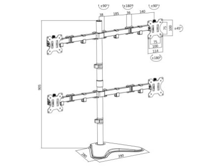 LogiLink Bras support pour écran TFT/LCD avec socle, 4 bras