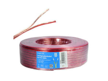 LogiLink Câble pour haut-parleurs, 2 x 0,75 mm2, 50 m