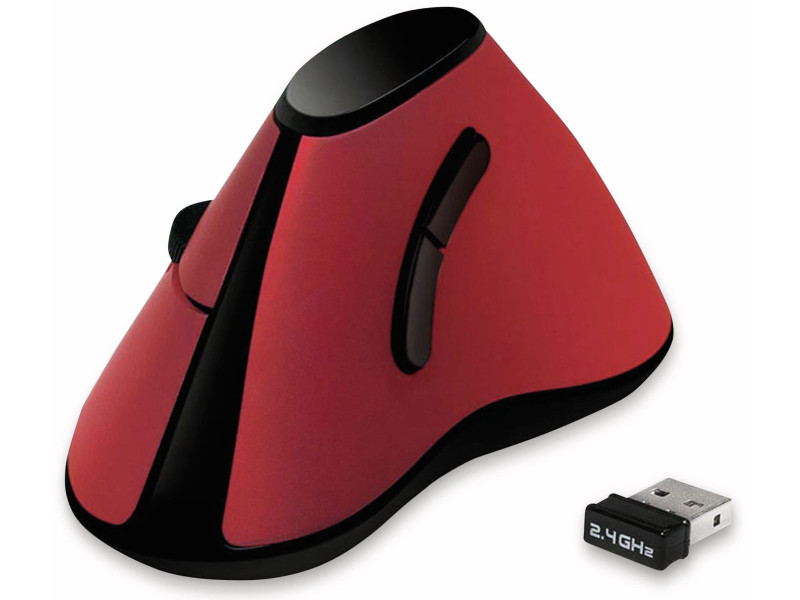LogiLink Souris optique Ergonomic, sans fil, rouge / noir