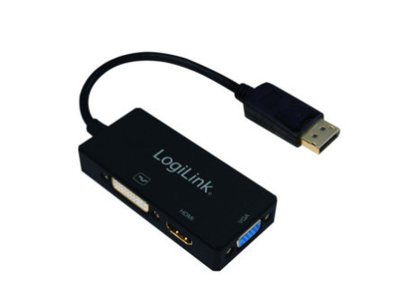LogiLink DisplayPort 4K vers adaptateur DVI/HDMI/VGA, noir