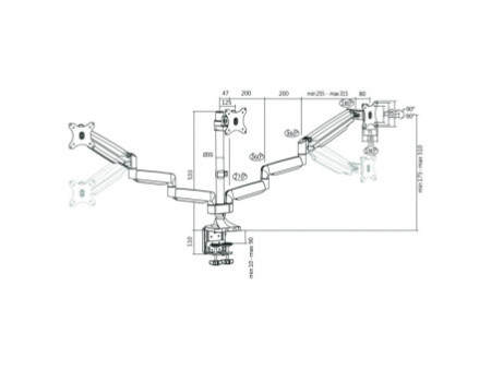 LogiLink Bras support pour écran, aluminium, triple