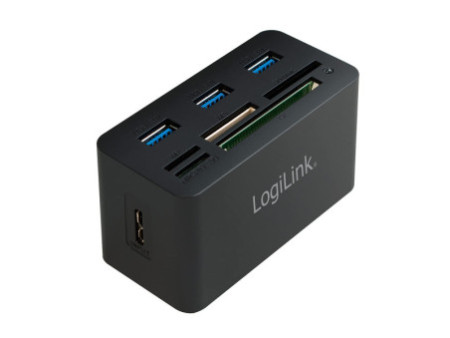 LogiLink Hub USB 3.0 avec lecteur de carte All-in-One, noir