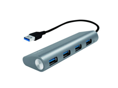 LogiLink Hub USB 3.0, 4 ports, boîtier en aluminium, gris