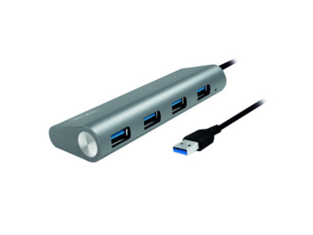 LogiLink Hub USB 3.0, 4 ports, boîtier en aluminium, gris